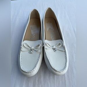 Calvin Klein White Leather Slip-On Loafers